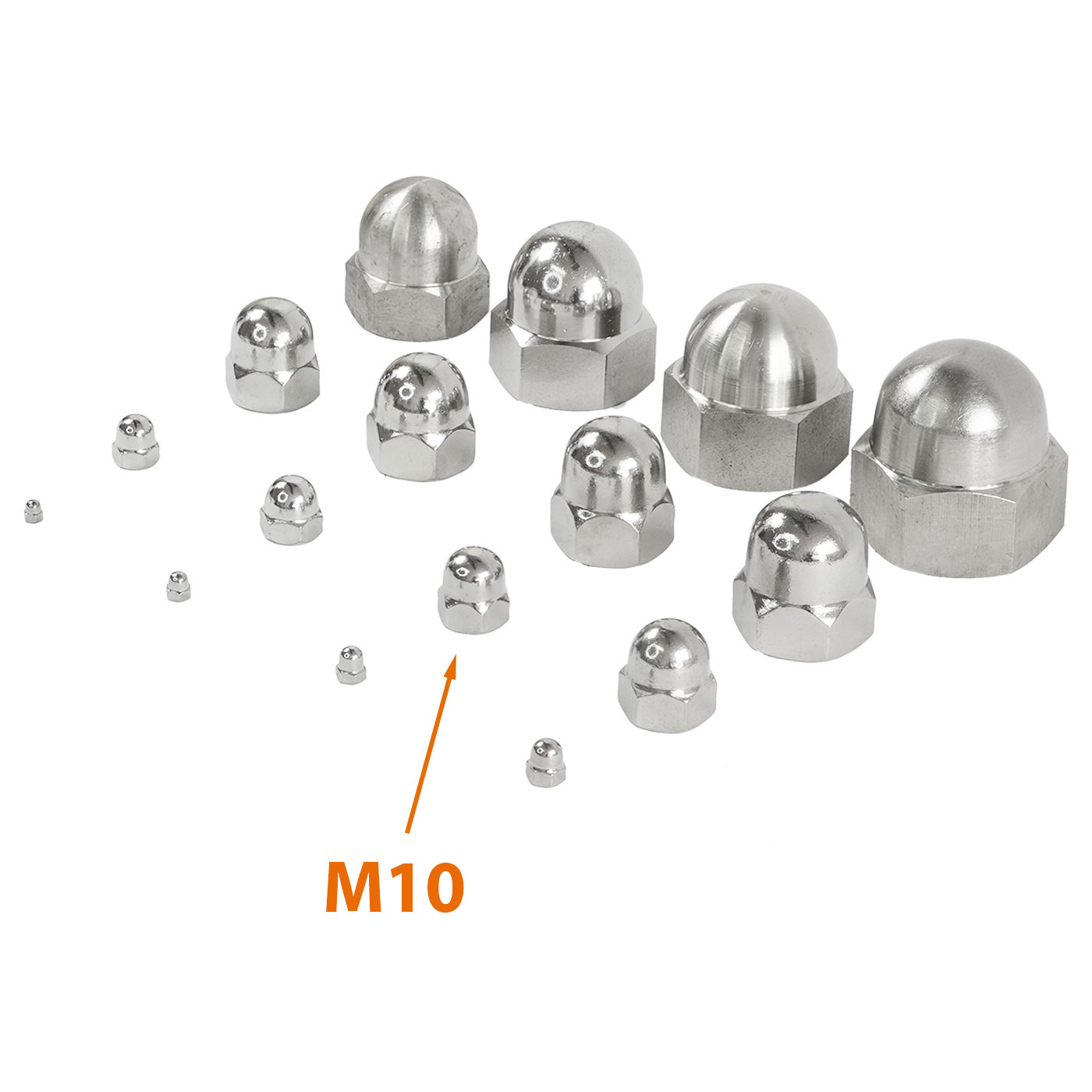 M10 Hutmutter im Vergleich zu den anderen Größen