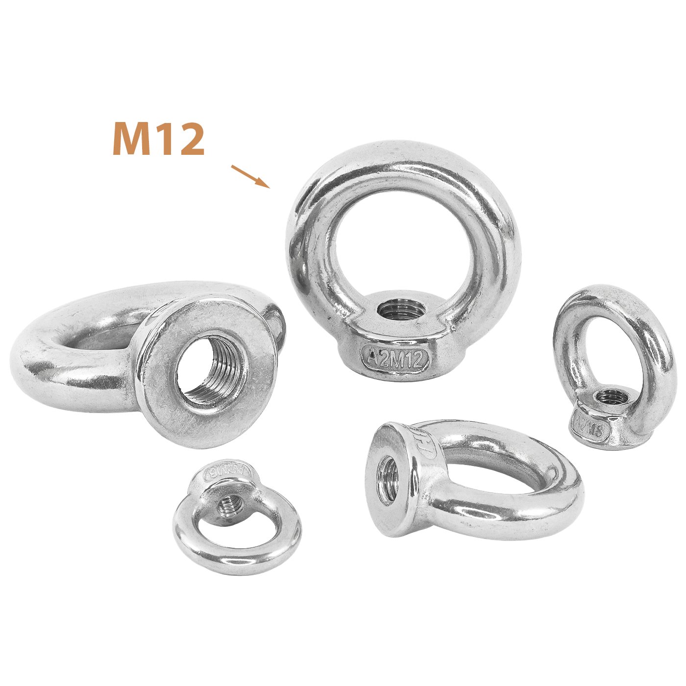 M12 Ringmutter im Vergleich zu den anderen verfügbaren Größen